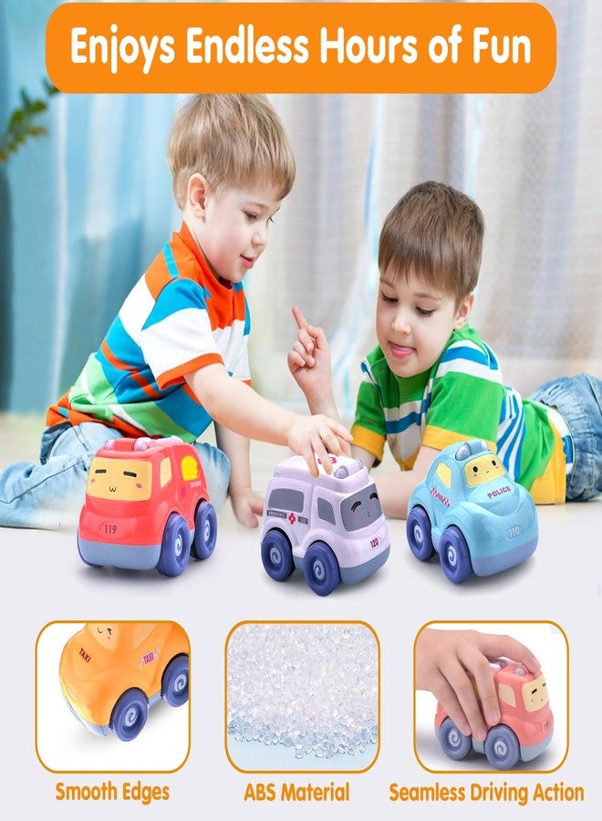 Kidology Push & Go Baby Car Toy Set, Friction Powered Pull Back Cars for Toddlers, 4-Pack with 3D Lights & Sounds, Fun Cartoon Trucks for Boys & Girls, Baby Toys 1+ Year Old - Image 5